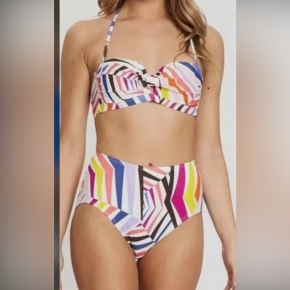 Kate Spade New York Bikini swimsuit Geobrella multi color Abstract 2 Piece Small - Picture 11 of 12